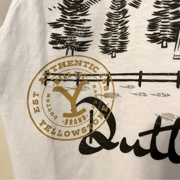 NEW Yellowstone Dutton Ranch Montana White Short Sleeve T Shirt Small - Picture 5 of 6